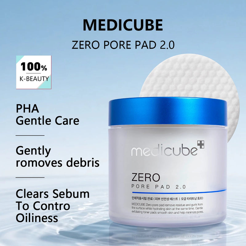 Medicube ZERO PORE PAD 2.0, Discos de algodão pré-umedecidos com textura dupla, Fórmula hidratante e calmante, Skincare coreano, K-Beauty, Maquiagem coreana