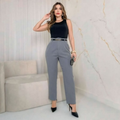 CALÇA FEMININA ALFAIATARIA CINTURA ALTA COM ZÍPER NA LATERAL SOCIAL SLIM