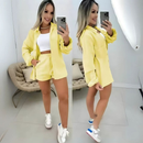Conjunto Feminino Elegante Blazer + Short Azul bebe Estilo Social Chic Moda 2026