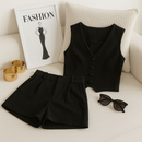 CONJUNTO FEMININO SOCIAL VERSATIL - COLETE E SHORT ELEGANTE