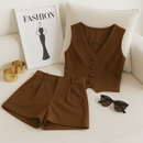 CONJUNTO FEMININO SOCIAL VERSATIL - COLETE E SHORT ELEGANTE MODA CHIC