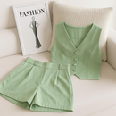 CONJUNTO FEMININO SOCIAL VERSATIL - COLETE E SHORT ELEGANTE