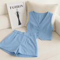 CONJUNTO FEMININO SOCIAL VERSATIL - COLETE E SHORT ELEGANTE