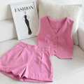 CONJUNTO FEMININO SOCIAL VERSATIL - COLETE E SHORT ELEGANTE