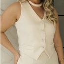 Conjunto de Calça Pantalona com Botão Simples Casual para Mulheres P ao EXG