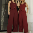 Conjunto de Calça Pantalona com Botão Simples Casual para Mulheres P ao EXG
