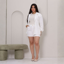 Conjunto Feminino Elegante Blazer + Short Azul bebe Estilo Social Chic Moda 2026