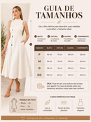 Vestido Feminino Midi Elegante Gola alta Ziper nas Costas Linho Misto
