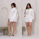 Conjunto Feminino Elegante Blazer + Short Azul bebe Estilo Social Chic Moda 2026