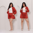 Conjunto Feminino Elegante Blazer + Short Azul bebe Estilo Social Chic Moda 2026