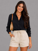 Camisa Feminina Viscolinho Premium Manga Longa • Social Casual • P M G GG