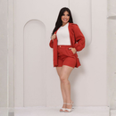 Conjunto Feminino Elegante Blazer + Short Azul bebe Estilo Social Chic Moda 2026