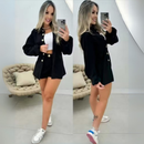 Conjunto Feminino Elegante Blazer + Short Azul bebe Estilo Social Chic Moda 2026