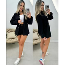 Conjunto Feminino Elegante Blazer + Short Azul bebe Estilo Social Chic Moda 2026